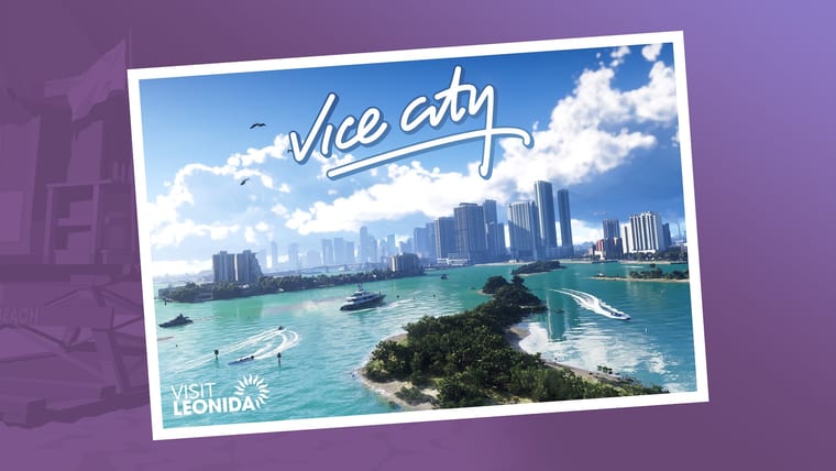 Official Visit Leonida postcard artwork for Vice City