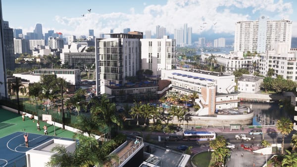 Vice City waterfront, official Grand Theft Auto VI screenshot